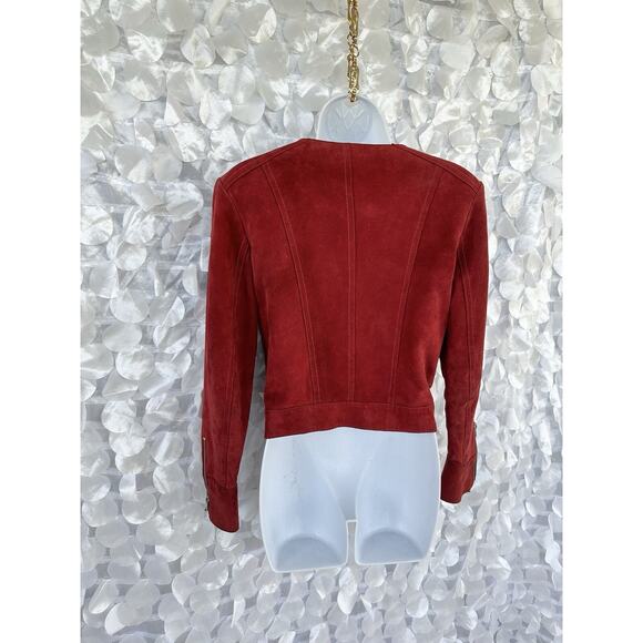 IRO Merlot RED LAMBSKIN Suede JACKET BIKER SIZE 36 US 2 RETAIL $1100.00 - Picture 8 of 13